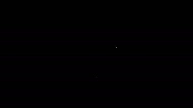 Beyaz çizgi müzik çalar simgesi siyah arkaplanda izole edildi. Taşınabilir müzik cihazı. 4K Video hareketli grafik canlandırması