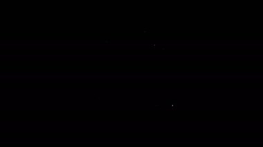 Beyaz çizgi banyo ölçekli simge siyah arka planda izole edildi. Ağırlık ölçme ekipmanı. Ağırlık ölçeği spor konsepti. 4K Video hareketli grafik canlandırması