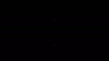 Beyaz çizgi elektrikli ütü ve havlu simgesi siyah arkaplanda izole edildi. Buhar ütüsü. 4K Video hareketli grafik canlandırması