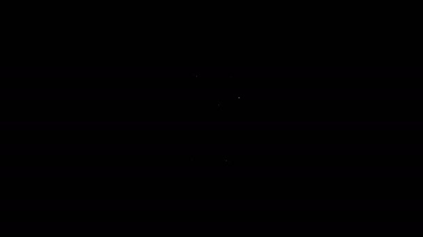 Fehér vonal Intelligens óra mutatja pulzusszám ikon elszigetelt fekete alapon. Fitness App koncepció. 4K Videó mozgás grafikus animáció — Stock videók