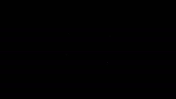 黒の背景に分離異なる電荷ケーブルアイコンを持つホワイトラインパワーバンク。ポータブル充電装置。4Kビデオモーショングラフィックアニメーション — ストック動画
