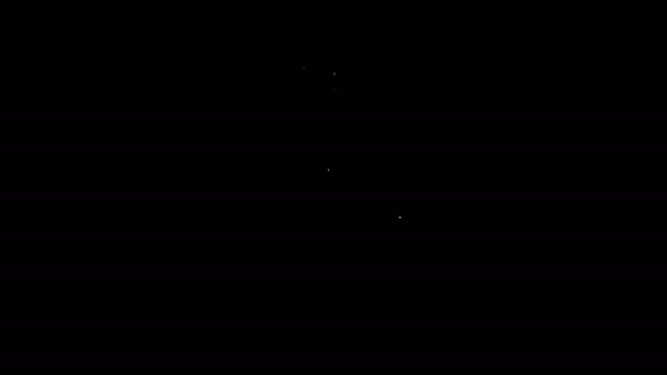 Weiße Linie Unterlegscheibe Symbol isoliert auf schwarzem Hintergrund. Waschmaschinensymbol. Kleiderwaschmaschine - Waschmaschine. Haushaltsgerätesymbol. 4K Video Motion Grafik Animation — Stockvideo