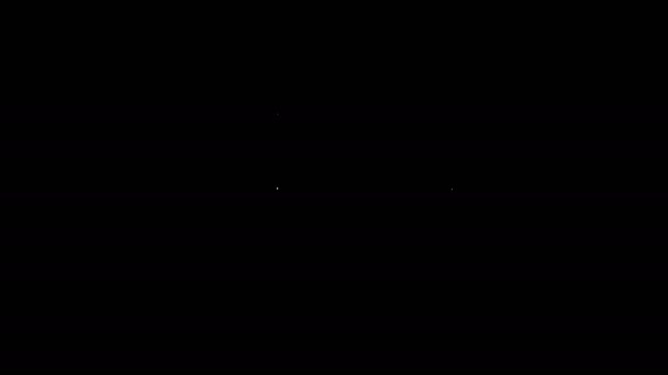 Witte lijn Haardroger pictogram geïsoleerd op zwarte achtergrond. Haarbordje. Haardroogsymbool. Warme lucht blazen. 4K Video motion grafische animatie — Stockvideo