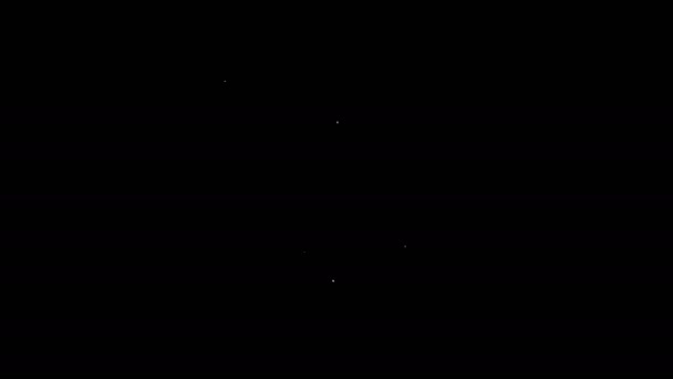 Bílá čára Elektrické železo a ručník ikona izolované na černém pozadí. Pára. Grafická animace pohybu videa 4K — Stock video