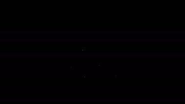 Beyaz çizgi cadı şapkası simgesi siyah arkaplanda izole edildi. Mutlu Cadılar Bayramı Partisi. 4K Video hareketli grafik canlandırması