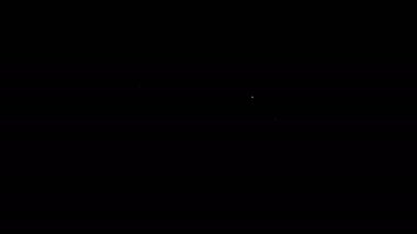 Beyaz çizgi hokey maskesi simgesi siyah arkaplanda izole edildi. Mutlu Cadılar Bayramı Partisi. 4K Video hareketli grafik canlandırması