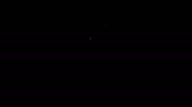 Siyah zemin üzerinde iksir ikonu olan beyaz çizgi şişesi. Sihirli iksirli matara. Mutlu Cadılar Bayramı Partisi. 4K Video hareketli grafik canlandırması