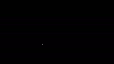 Beyaz çizgi Hayalet simgesi siyah arkaplanda izole edildi. Mutlu Cadılar Bayramı Partisi. 4K Video hareketli grafik canlandırması