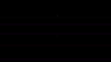 Beyaz çizgi Et Helikopteri simgesi siyah arkaplanda izole edildi. Et için mutfak bıçağı. Kasap bıçağı. Mutlu Cadılar Bayramı Partisi. 4K Video hareketli grafik canlandırması