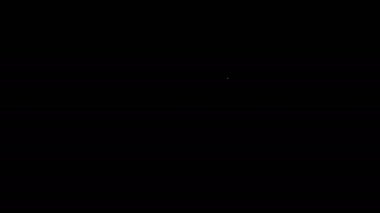 Beyaz çizgi uçan yarasa simgesi siyah arkaplanda izole edildi. 4K Video hareketli grafik canlandırması