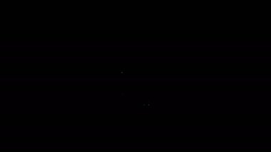 Beyaz çizgi cadı şapkası simgesi siyah arkaplanda izole edildi. Mutlu Cadılar Bayramı Partisi. 4K Video hareketli grafik canlandırması