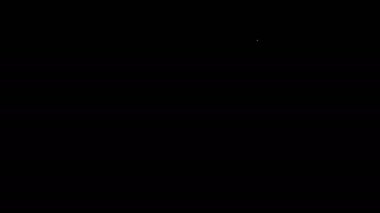 Beyaz çizgi havai fişek ikonu siyah arka planda izole edildi. Eğlence partisi anlayışı. Patlayıcı havai fişek sembolü. 4K Video hareketli grafik canlandırması