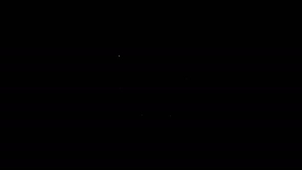 Біла лінія черепа на піктограмі хрестів ізольована на чорному тлі. Щаслива вечірка на Хелловін. 4K Відео рух графічна анімація — стокове відео