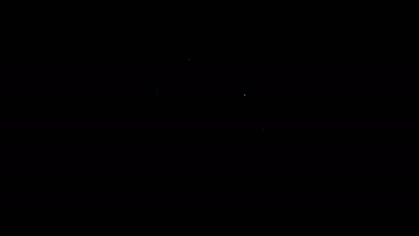 Λευκή γραμμή εικονίδιο βαμπίρ απομονώνονται σε μαύρο φόντο. Καλό αποκριάτικο πάρτι. 4K Γραφική κίνηση κίνησης βίντεο — Αρχείο Βίντεο