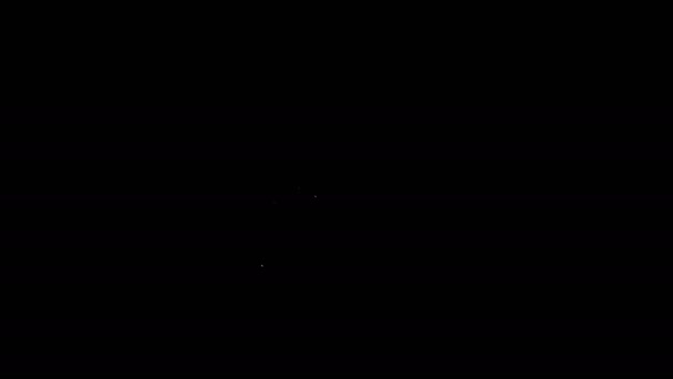 Línea blanca Icono de escoba de brujas aislado sobre fondo negro. Feliz fiesta de Halloween. Animación gráfica de vídeo 4K — Vídeo de stock