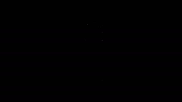 Ícone de isqueiro de linha branca isolado no fundo preto. Animação gráfica em movimento de vídeo 4K — Vídeo de Stock