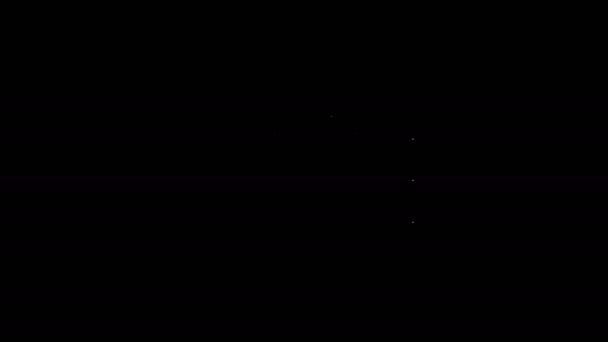 Icono de pastel de línea blanca aislado sobre fondo negro. Feliz Cumpleaños. Animación gráfica de vídeo 4K — Vídeos de Stock