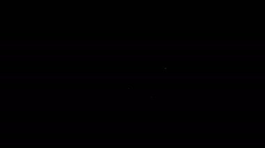 Siyah zemin üzerinde şerit simgesi olan beyaz çizgi balonları. 4K Video hareketli grafik canlandırması