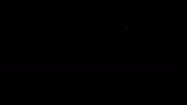 Siyah arkaplanda beyaz çizgi video oyun konsolu simgesi izole edildi. Oyun konsolu, joystick ve LCD televizyonla. 4K Video hareketli grafik canlandırması