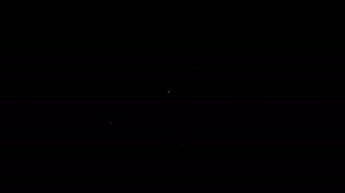 Siyah arkaplanda HD video teknolojisi ikonu olan beyaz çizgi bilgisayar bilgisayar monitörü görüntüsü. 4K Video hareketli grafik canlandırması