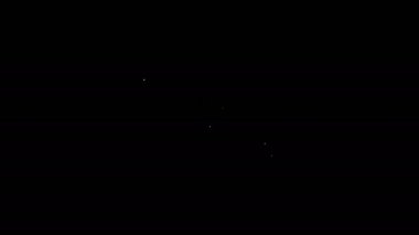 Siyah arkaplanda beyaz satır çevrimiçi video simgesi izole edildi. Dizüstü bilgisayar ve oyun işaretli film şeridi. 4K Video hareketli grafik canlandırması