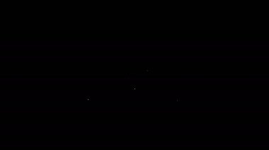 Siyah arkaplanda beyaz satır çevrimiçi video simgesi izole edildi. Oyun işaretli film şeridi. 4K Video hareketli grafik canlandırması