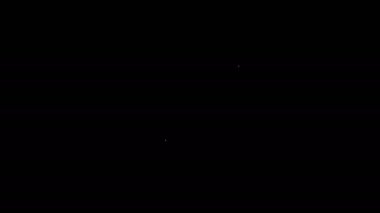Beyaz çizgi bıçak simgesi siyah arkaplanda izole edildi. Çatal bıçak sembolü. 4K Video hareketli grafik canlandırması