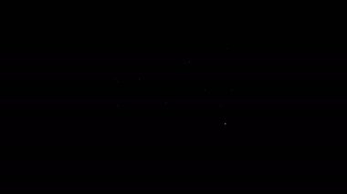 Beyaz çizgi film alkışlayıcı simgesi siyah arkaplanda izole edildi. Film alkışlama tahtası. Alkış tahtası işareti. Sinema yapımı veya medya endüstrisi konsepti. 4K Video hareketli grafik canlandırması