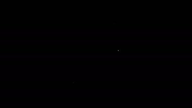 Beyaz çizgi senaryo simgesi siyah arkaplanda izole edildi. Sanat projeleri, filmler, tiyatrolar için senaryo okuma konsepti. 4K Video hareketli grafik canlandırması