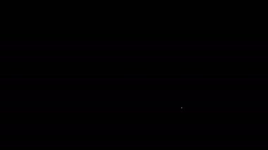 Ekranı ve siyah arka planda izole edilmiş koltuk ikonu olan beyaz çizgi sinema salonu. 4K Video hareketli grafik canlandırması