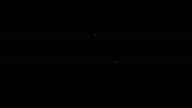 Siyah arka planda beyaz çizgi sinema bileti ikonu izole edildi. 4K Video hareketli grafik canlandırması