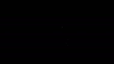 Siyah arkaplanda beyaz çizgi Burger simgesi var. Hamburger ikonu. Çizburger sandviç tabelası. Fast food menüsü. 4K Video hareketli grafik canlandırması