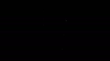Beyaz çizgi yemek kitabı simgesi siyah arkaplanda izole edildi. Yemek kitabı ikonu. Yemek tarifi kitabı. Çatal ve bıçak ikonları. Çatal bıçak sembolü. 4K Video hareketli grafik canlandırması