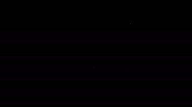 Siyah arkaplanda beyaz çizgi ölçme kaşık simgesi izole edildi. 4K Video hareketli grafik canlandırması