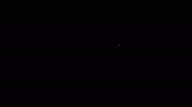 Siyah zemin üzerinde izole edilmiş kuru ve sıvı yiyecek ikonunu ölçmek için beyaz çizgi ölçme kabı. Plastik şişenin sapı var. 4K Video hareketli grafik canlandırması