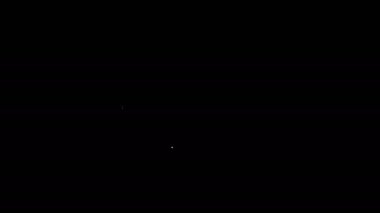 Siyah zemin üzerinde izole edilmiş kuru ve sıvı yiyecek ikonunu ölçmek için beyaz çizgi ölçme kabı. Plastik şişenin sapı var. 4K Video hareketli grafik canlandırması