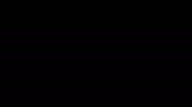 Beyaz çizgi bıçak simgesi siyah arkaplanda izole edildi. Çatal bıçak sembolü. 4K Video hareketli grafik canlandırması