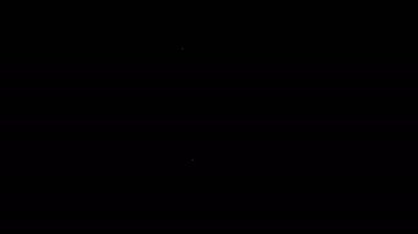 Beyaz çizgi Mutfak Kepçesi simgesi siyah arkaplanda izole edildi. Mutfak aletleri. Çatal kaşık tabelası. 4K Video hareketli grafik canlandırması