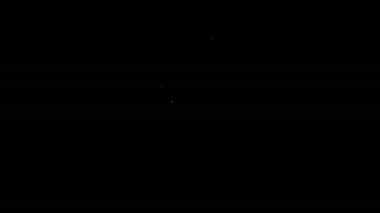 Siyah zemin üzerinde izole edilmiş kuru ve sıvı yiyecek ikonunu ölçmek için beyaz çizgi ölçme kabı. Plastik şişenin sapı var. 4K Video hareketli grafik canlandırması