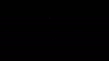 Beyaz çizgi Mutfak çırpma simgesi siyah arkaplanda izole edildi. Mutfak aletleri, yumurta çırpıcı. Çatal bıçak seti. Yemek karışımı sembolü. 4K Video hareketli grafik canlandırması
