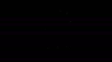 Siyah arkaplanda beyaz çizgi fırın ikonu var. Mutfak tutacağı işareti. Yemek eldiveni. 4K Video hareketli grafik canlandırması