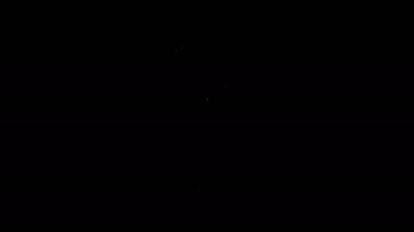 Beyaz çizgi el feneri simgesi siyah arkaplanda izole edildi. 4K Video hareketli grafik canlandırması