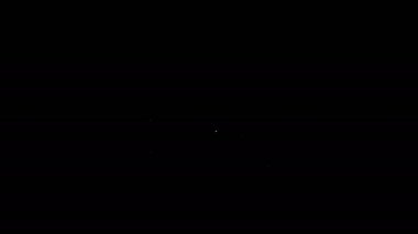 Siyah arka planda izole edilmiş kurşun ikonundan korunmak için beyaz çizgili kurşun geçirmez yelek. Vücut zırhı işareti. Askeri kıyafetler. 4K Video hareketli grafik canlandırması