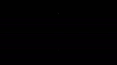 Beyaz çizgili askeri bıçak ikonu siyah arka planda izole edilmiş. 4K Video hareketli grafik canlandırması