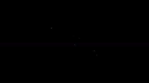 Línea blanca Icono de vídeo de reproducción en línea aislado sobre fondo negro. Portátil y tira de película con señal de juego. Animación gráfica de vídeo 4K — Vídeo de stock