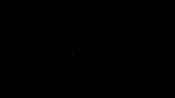 Linha branca Bang boom, arma Texto cômico ícone de balão bolha de fala isolado no fundo preto. Animação gráfica em movimento de vídeo 4K — Vídeo de Stock