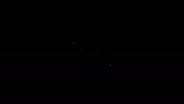 ホワイトライン黒の背景に隔離されたシネマポスターデザインテンプレートアイコン。映画の時間概念バナーのデザイン。4Kビデオモーショングラフィックアニメーション — ストック動画