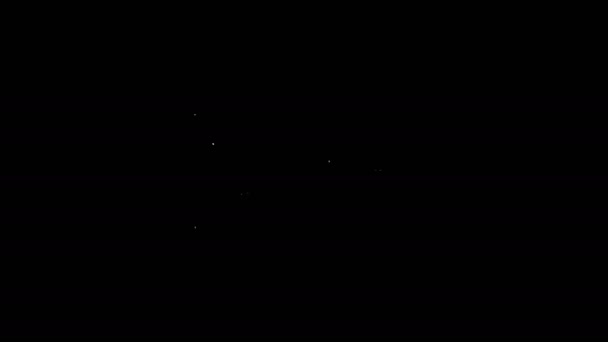 Εικονίδιο βιντεοκασέτας λευκής γραμμής που απομονώνεται σε μαύρο φόντο. 4K Γραφική κίνηση κίνησης βίντεο — Αρχείο Βίντεο
