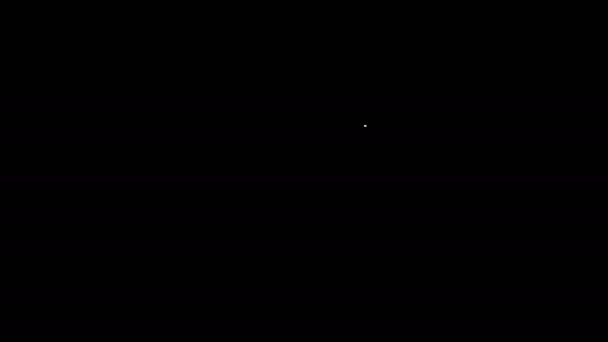 Белая линия Попкорн в картонной коробке значок выделен на черном фоне. Коробка с попкорном. Видеографическая анимация 4K — стоковое видео