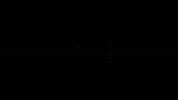 Línea blanca Pila de panqueques icono aislado sobre fondo negro. Hornear con almíbar y cereza. Concepto de desayuno. Animación gráfica de vídeo 4K — Vídeo de stock